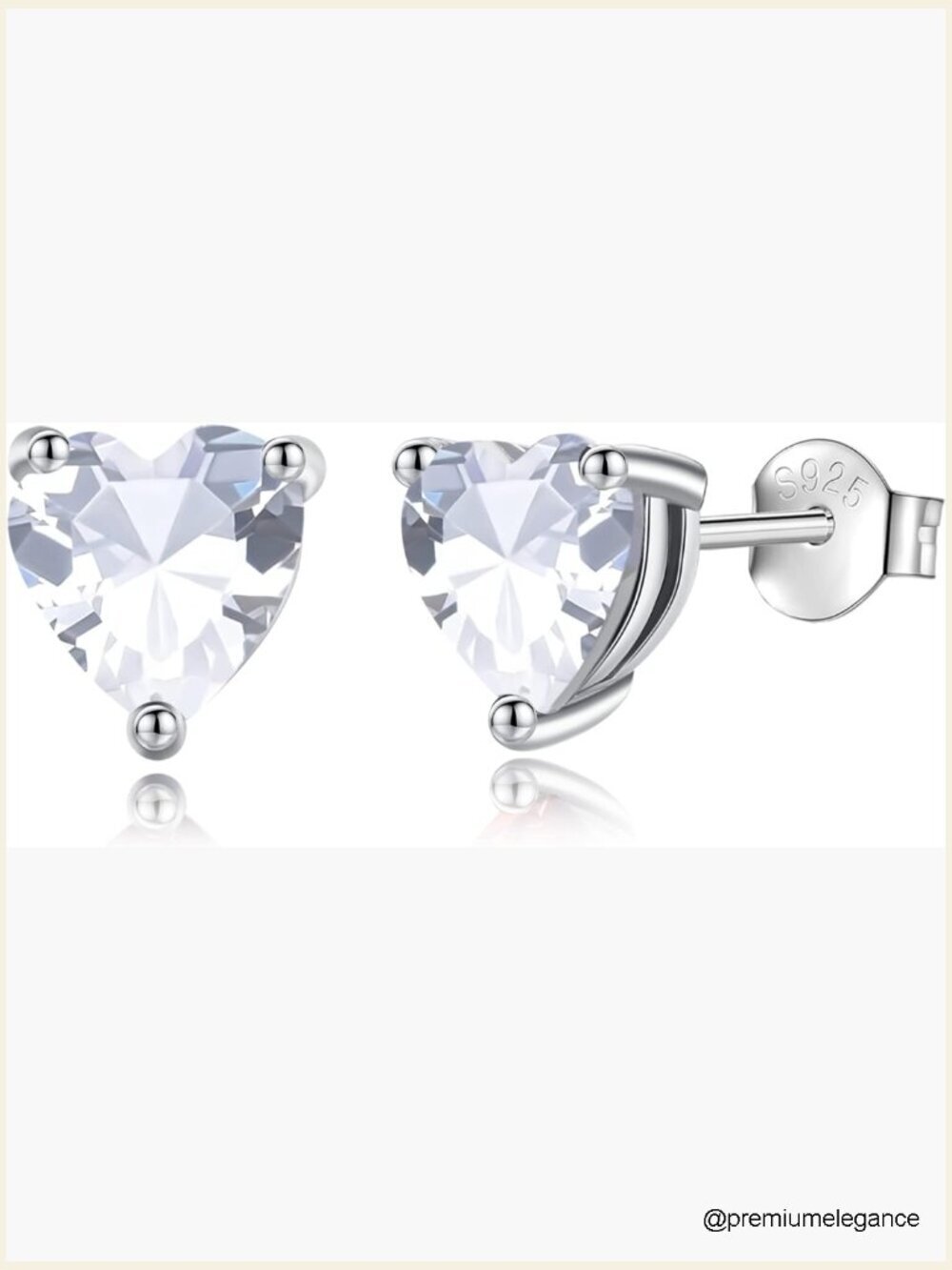 Sterling Silver Birthstone Stud Earrings Heart CZ Hypoallergenic